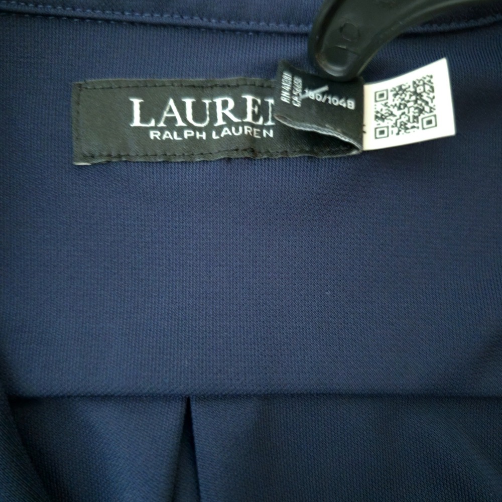 Lauren Ralph Lauren Navy Blue Military Wrap Dress Gold Buttons Size 12 - Picture 9 of 11